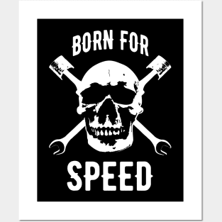 Born for Speed Motorcycle Skull Biker Posters and Art